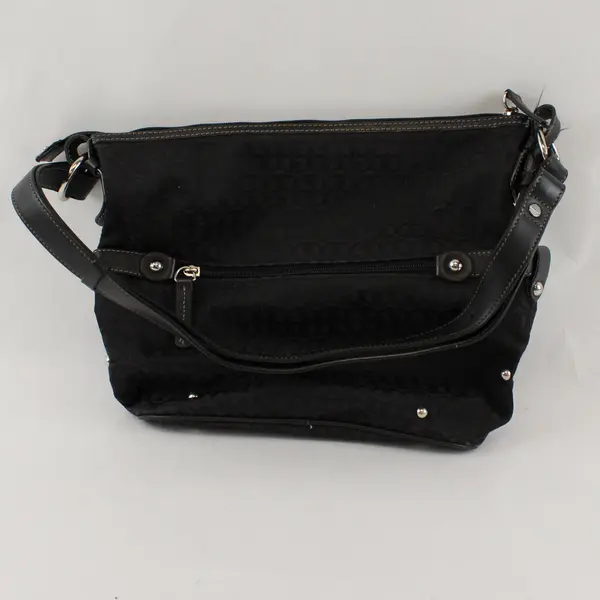 Giani Bernini Black Logo Print Leather Trim Shoulder Bag Purse