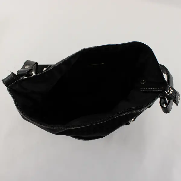 Giani Bernini Black Logo Print Leather Trim Shoulder Bag Purse
