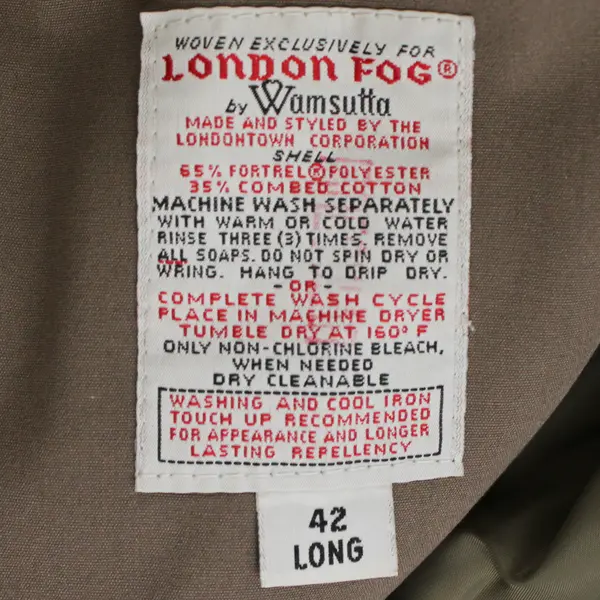 London Fog by Wamsutta Beige Trench Coat Size 42 Long