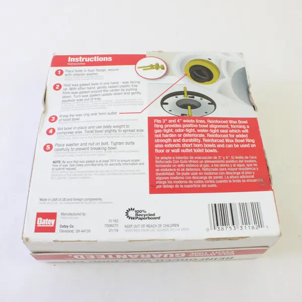 Oatey Johni-Ring 31182 Reinforced Wax Ring Kit Toilet Seal New
