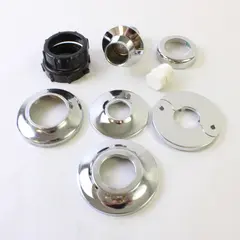 Lot of Chrome Plumbing Trim Plates Black Plastic Rings White Fitting