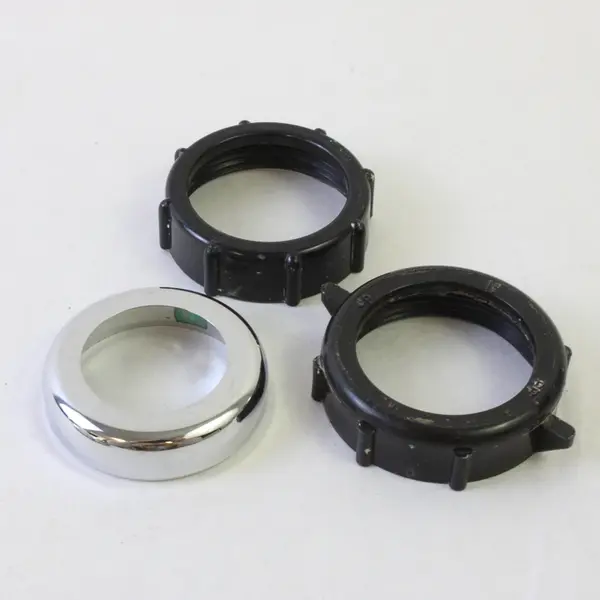 Lot of Chrome Plumbing Trim Plates Black Plastic Rings White Fitting