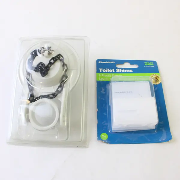Lot of 2 PlumbCraft Toilet Parts - Flapper Tank Ball & 8pc Toilet Shims New