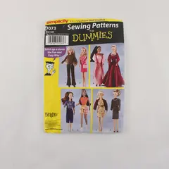 2002 Simplicity Sewing Patterns for Dummies Fashion Doll Clothes Cut 7073