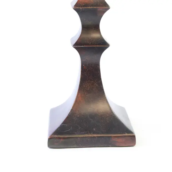 Vintage Dark Wood Candlestick Holders Pair Rustic 17.75in Mantel