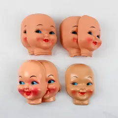 Lot of 11 Vintage Plastic Celluloid Doll Face Masks Repair Parts