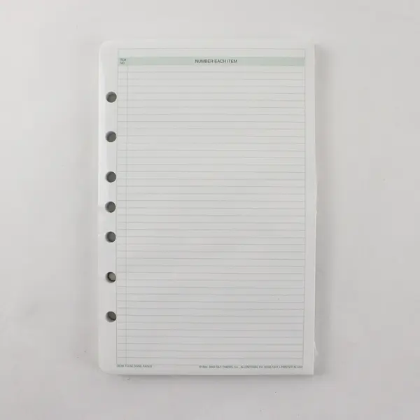 Day-Timer To Be Done Refill Pages 7-Hole Planner New