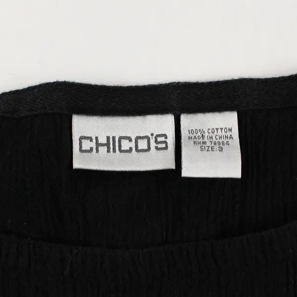 Chico's Black 3/4-Sleeve Cotton Top Women's Size 3