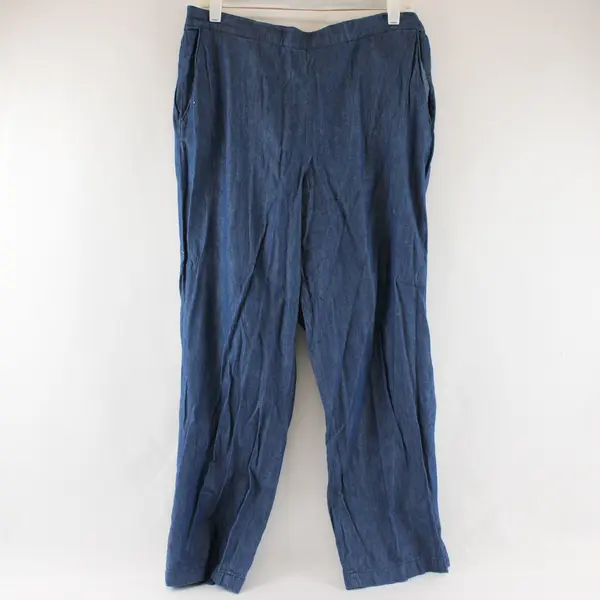 Alfred Dunner Blue Elastic Waist Straight-Leg Pull-On Pants Women's Size 12