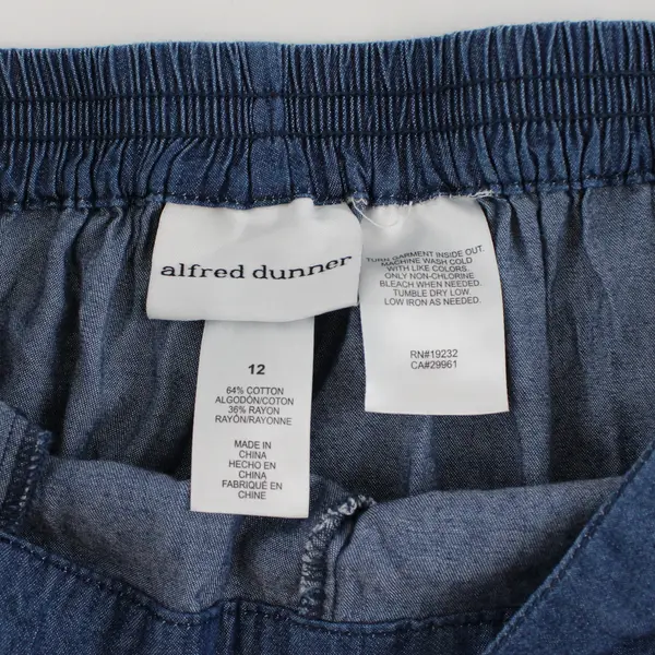 Alfred Dunner Blue Elastic Waist Straight-Leg Pull-On Pants Women's Size 12