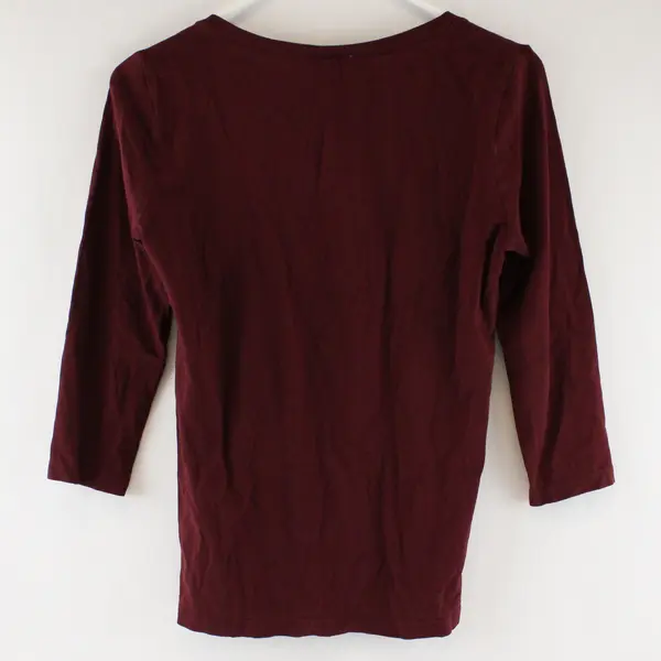 Ann Taylor Loft Burgundy 3/4-Sleeve Shirt Women's Small