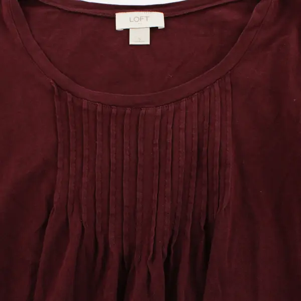 Ann Taylor Loft Burgundy 3/4-Sleeve Shirt Women's Small