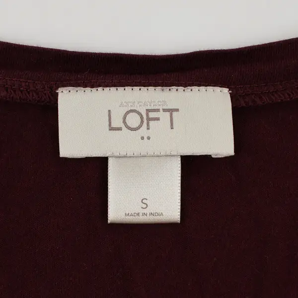 Ann Taylor Loft Burgundy 3/4-Sleeve Shirt Women's Small