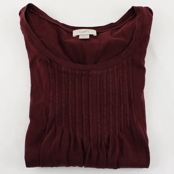Ann Taylor Loft Burgundy 3/4-Sleeve Shirt Women's Small