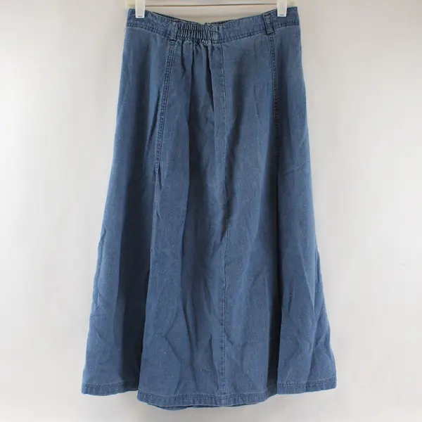 Sigrid Olsen Essentials Blue Linen Blend Midi Skirt Petite Size 10