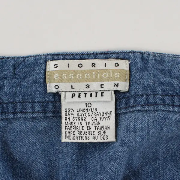 Sigrid Olsen Essentials Blue Linen Blend Midi Skirt Petite Size 10