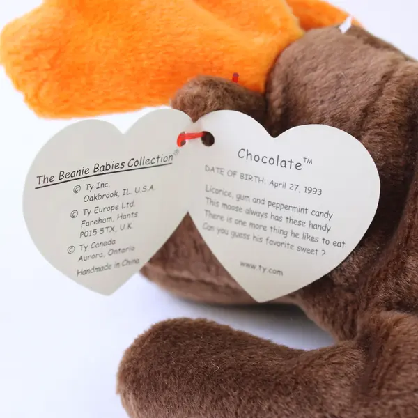 TY Beanie Baby Chocolate 1993 Brown Moose With Tag Plush Toy 8"