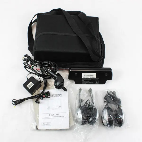 Audiovox Portable 9in LCD Monitor DVD Player in Bag w/ Accessory Bundle