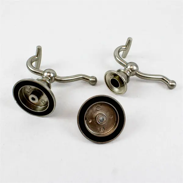 Lot of 2 Brushed Nickel Double Robe Hooks Wall Mount Bathroom Hardware