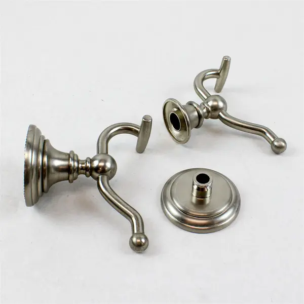 Lot of 2 Brushed Nickel Double Robe Hooks Wall Mount Bathroom Hardware