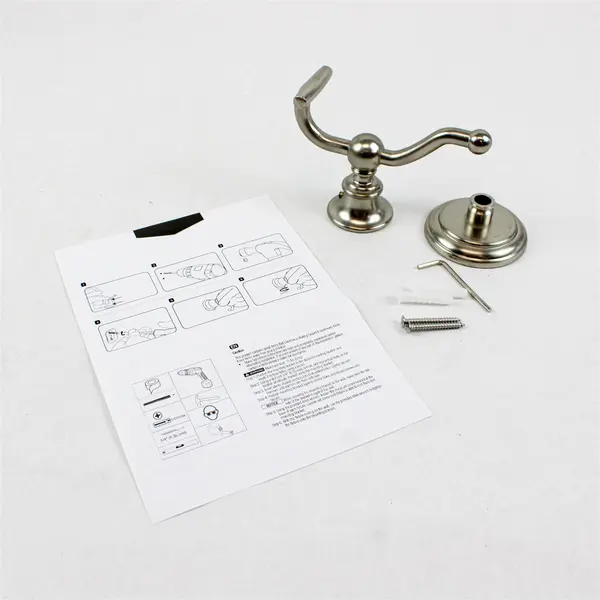 Brushed Nickel Double Robe Hook Wall Mounted Bathroom Open Box