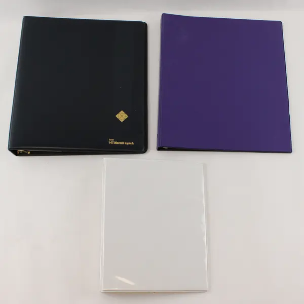 Lot of 3 3-Ring Binders Black Purple White One Merrill Lynch