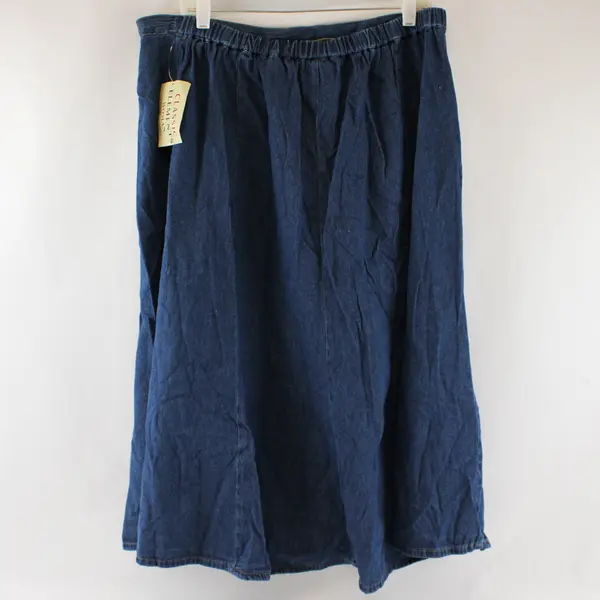 NWT VTG Classic Elements Women's 20W Blue A-Line 100% Cotton Denim Maxi Skirt 