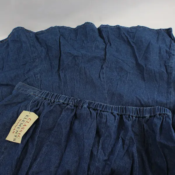NWT VTG Classic Elements Women's 20W Blue A-Line 100% Cotton Denim Maxi Skirt 