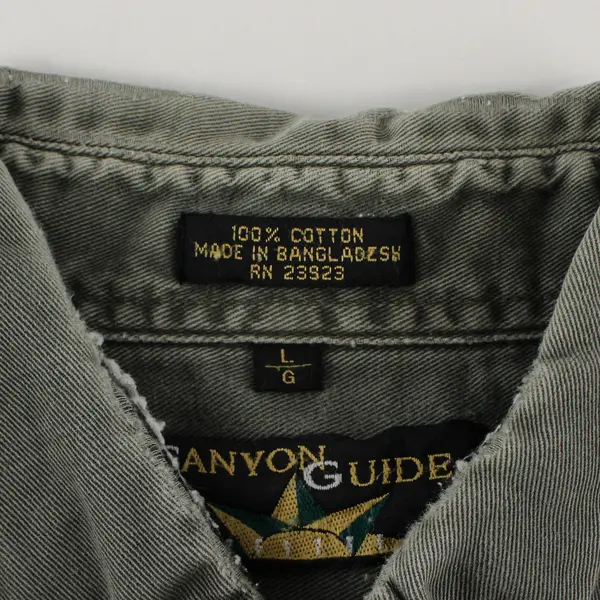 Canyon Guide Men's L Olive Green Short Sleeve Cotton Button Up Shirt Pre-Owned