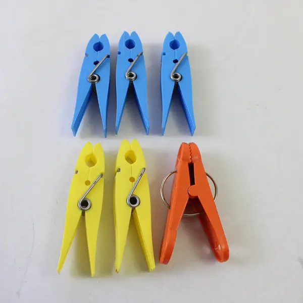 Lot of 16 Assorted Plastic Clothespins Nylon Cord Laundry Craft Supply
