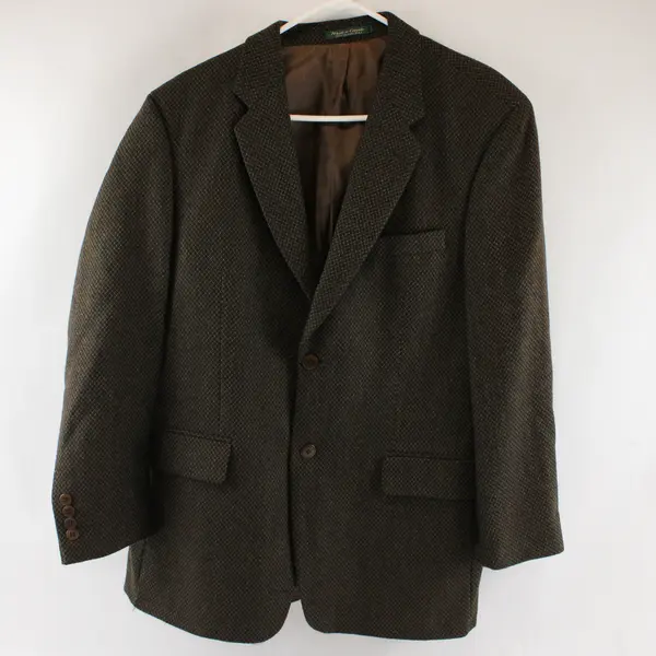 Vintage 90s Meier & Frank Men's 40R Brown Tweed 100% Wool 2-Button Blazer