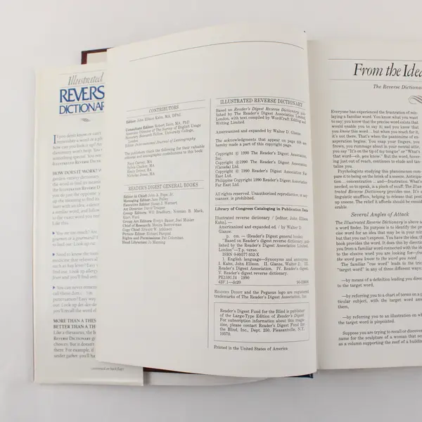 Reader's Digest Illustrated Reverse Dictionary 1990 Hardcover