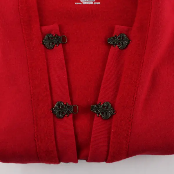 Hand Altered Hanes EcoSmart Womens M Red Fleece Cardigan Hook-and-Eye LS