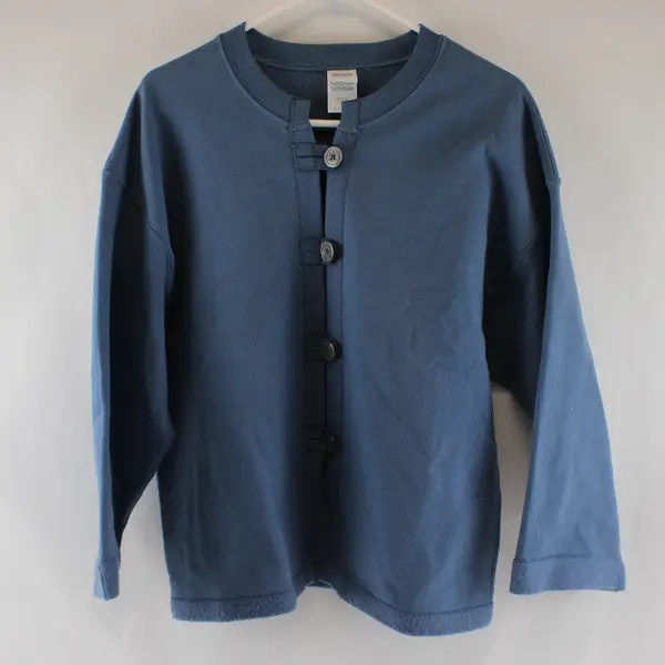 Hand Altered Gildan Women's Blue L Sweatshirt Cardigan Button Loop Closure
