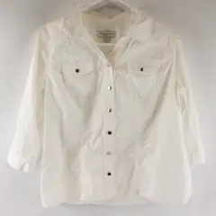 Christopher & Banks Womens Petite P/L White Snap Front Blouse
