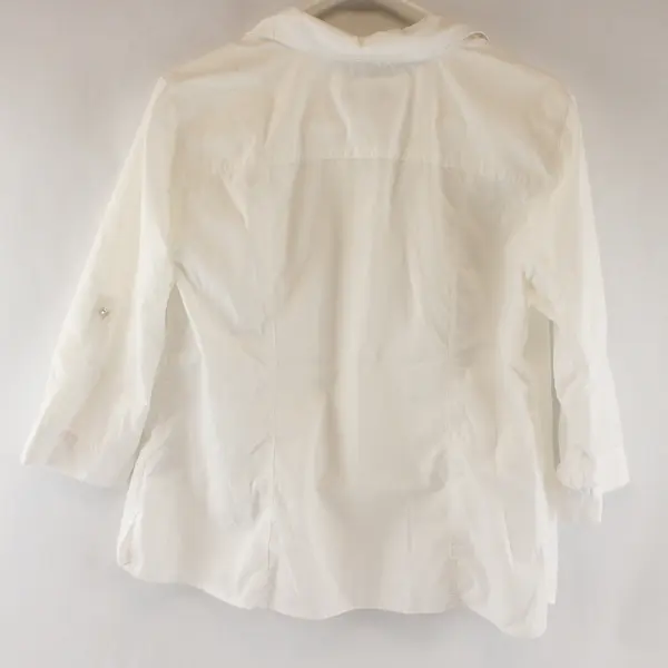 Christopher & Banks Womens Petite P/L White Snap Front Blouse