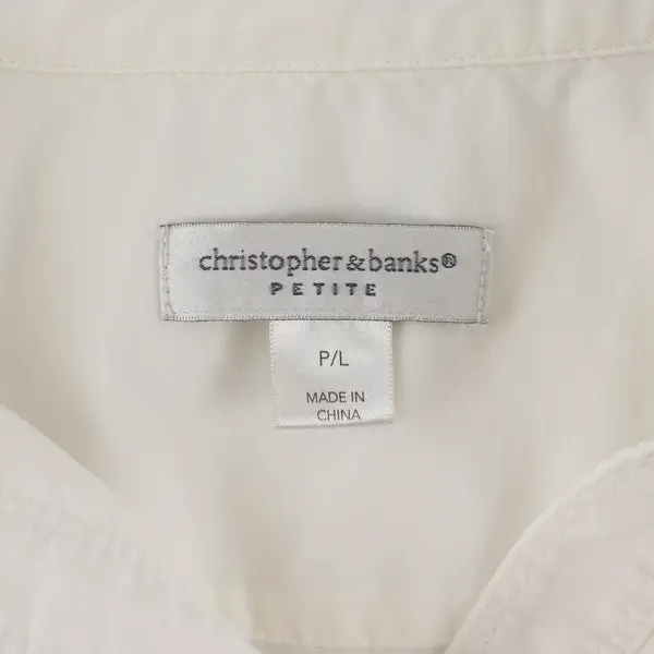 Christopher & Banks Womens Petite P/L White Snap Front Blouse