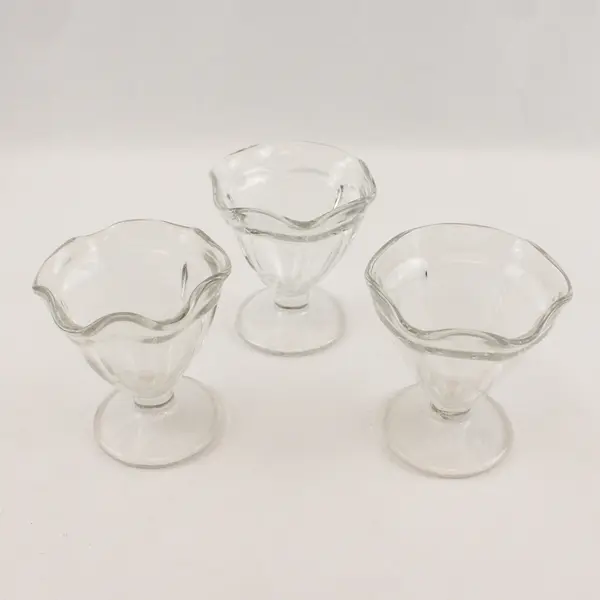 Lot Of 3 Anchor Hocking Clear Glass Tulip Sundae Cups Dessert Dish 4" Tall