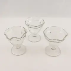 Lot Of 3 Anchor Hocking Clear Glass Tulip Sundae Cups Dessert Dish 4" Tall