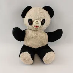 Vintage 1950's Rubber-Nose Stuffed Panda Bear Plush Toy - 12"