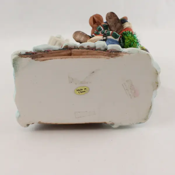 Unbranded Christmas Santa W/ Reindeer On Snowy Roof Ceramic Figurine Home Decor