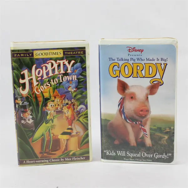 Lot of 2 VHS Tapes Gordy Talking Pig and Hoppity Goes to Town Disney GoodTimes