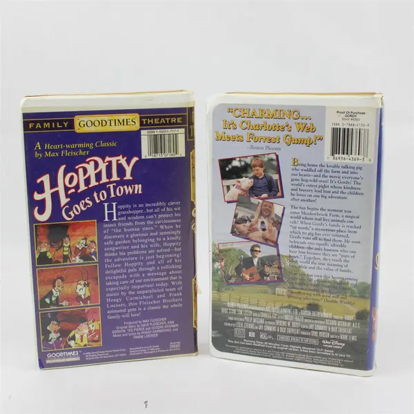 Lot of 2 VHS Tapes Gordy Talking Pig and Hoppity Goes to Town Disney GoodTimes