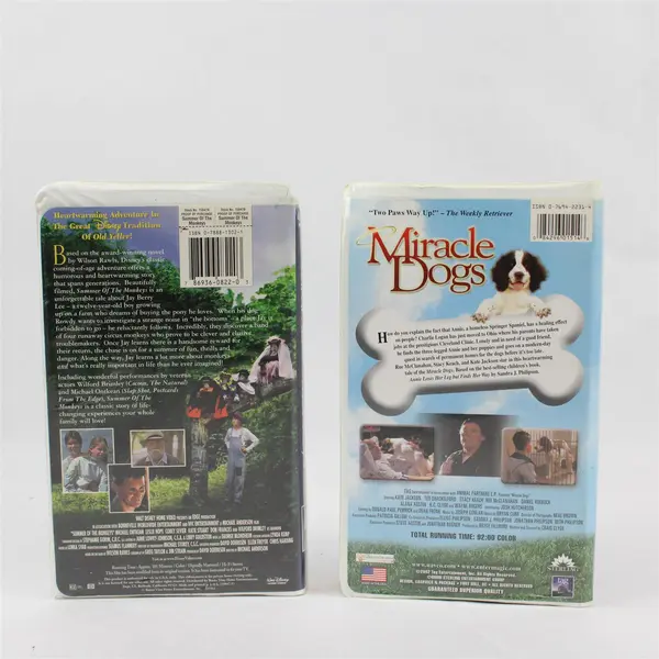 Lot of 2 VHS Tapes Summer of the Monkeys Disney and Miracle Dogs