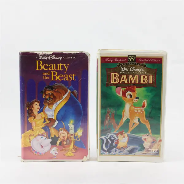 Lot of 2 Disney VHS Bambi 55th Anniversary & Beauty and the Beast