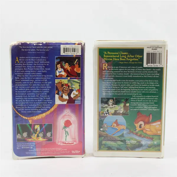 Lot of 2 Disney VHS Bambi 55th Anniversary & Beauty and the Beast