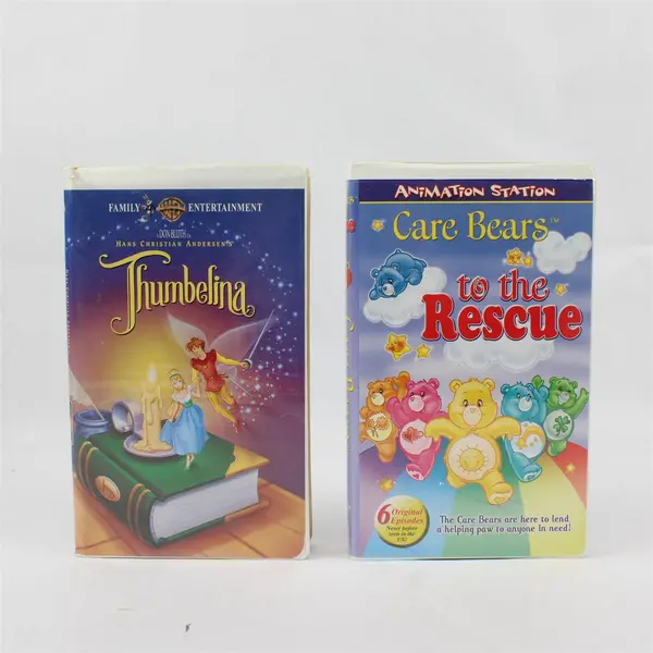 Lot of 2 Animated VHS Tapes Thumbelina and Care Bears to the Rescue