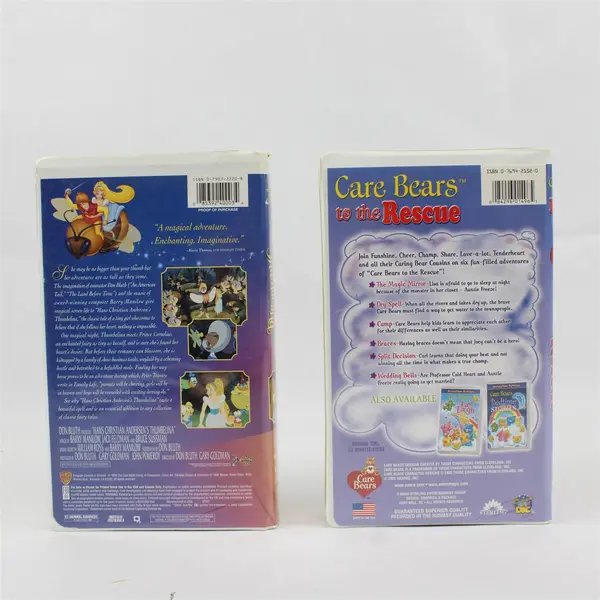 Lot of 2 Animated VHS Tapes Thumbelina and Care Bears to the Rescue