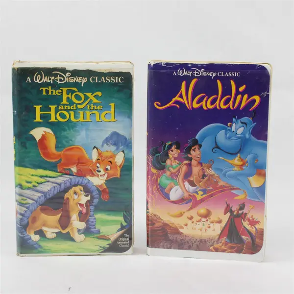 Lot of 2 Disney VHS Tapes Aladdin and The Fox and the Hound