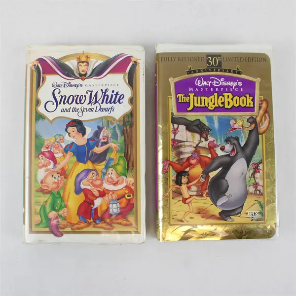 Lot of 2 Disney VHS Tapes Snow White Seven Dwarfs and Jungle Book 30th